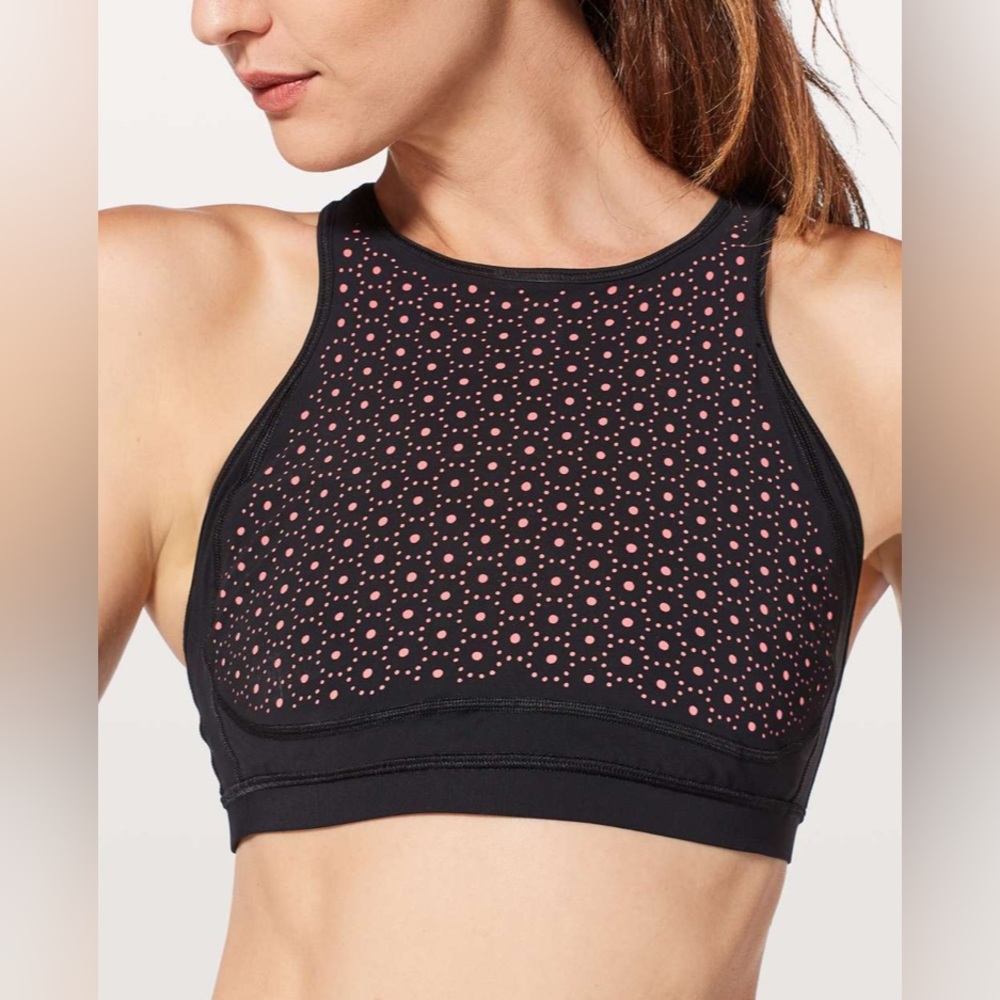 Lululemon Color Me Quick Bra Black Flash Light Tone / Pink Sports Bra Size 4